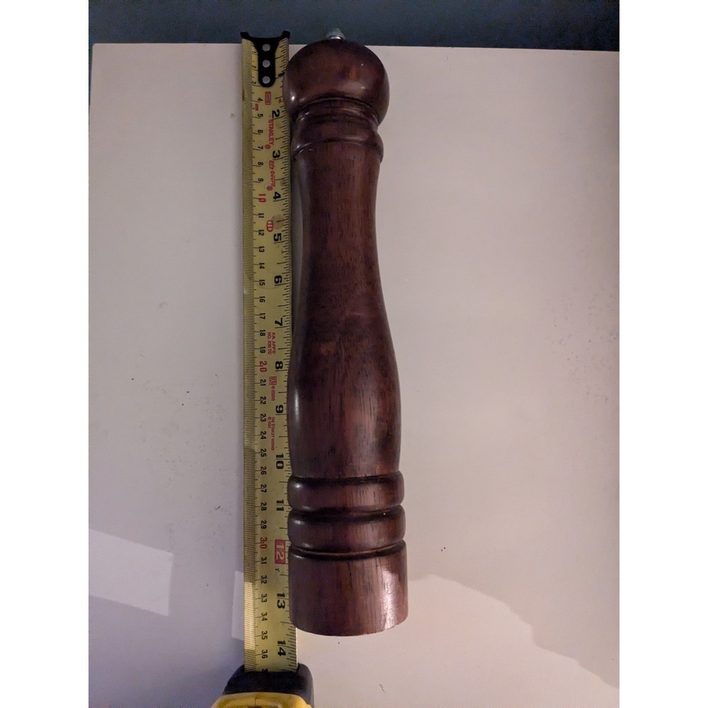Vintage Wooden Pepper Mill Grinder 13.5" Dark Wood Kitchen Decor